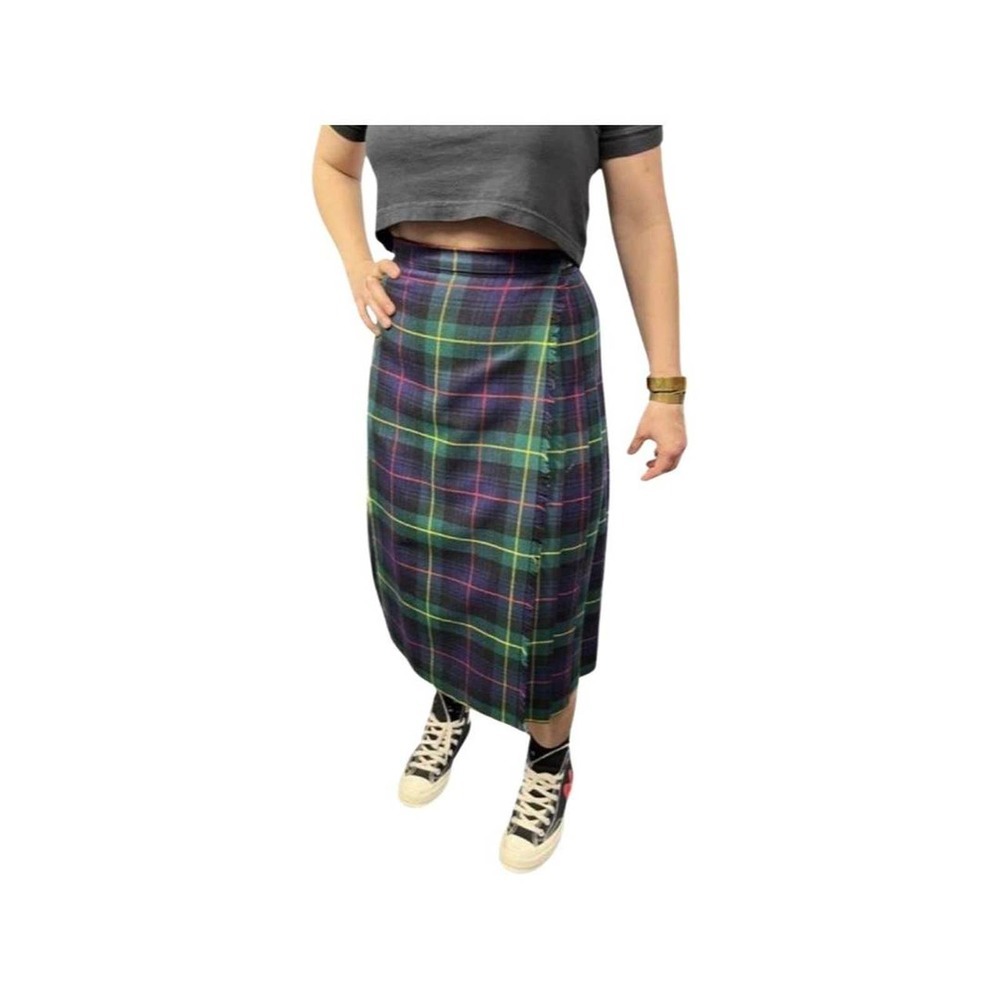 Deans of Scotland Vintage Wool Pleated Kilt Wrap Skirt